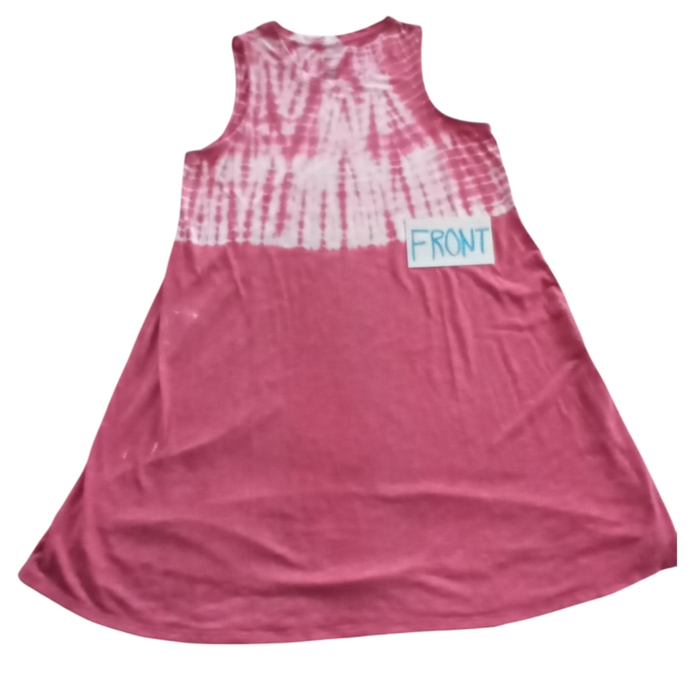 Sonoma Sleeveless Women's White and Light Red TieDye Dress, Size L